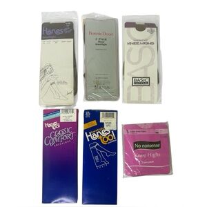 Assorted‎ Knee Highs Lot of 6 Packages One Size Neutral Brown Sheer